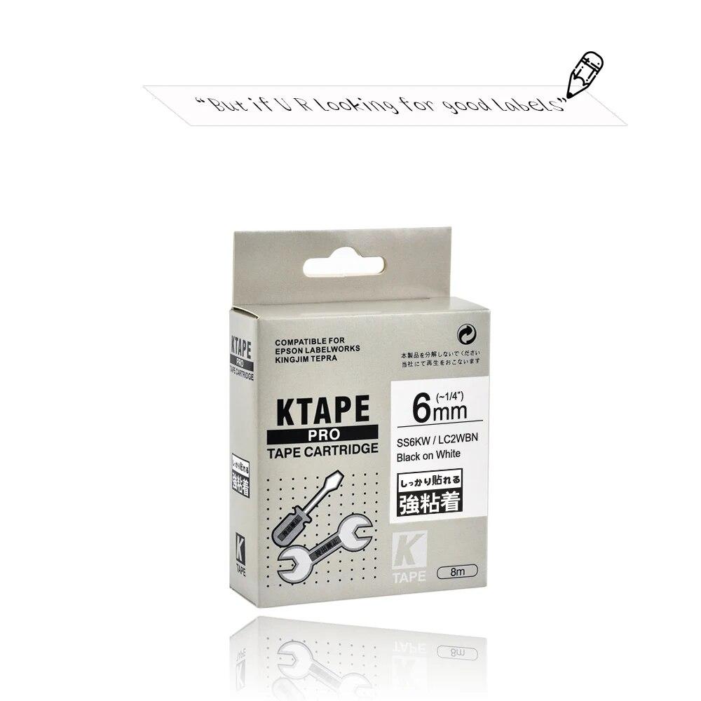 5 Packungen 6 mm mehrfarbige Etiketten, kompatibles Epson-Etikettenband SS6KW LC-2WBN9 SC6YW SC6BW SC6RW für Kingjim Epson-Drucker LW300 LW400