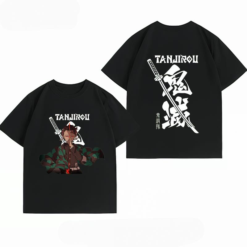 Demon Slayer Tanjiro Kamado Print T-shirt Casual Short Sleeve Cotton Anime Streetwear T-shirt Unisex