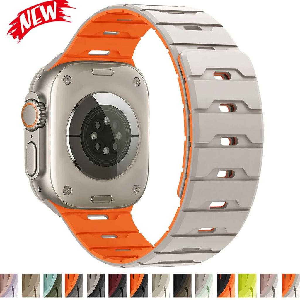 Magnetyczny pasek do Apple Watch Ultra 3/2 49mm 38 40mm 45mm 46mm 44 41mm sportowy pasek do iWatch 11 10 9 8 7 6 SE silikonowa bransoleta