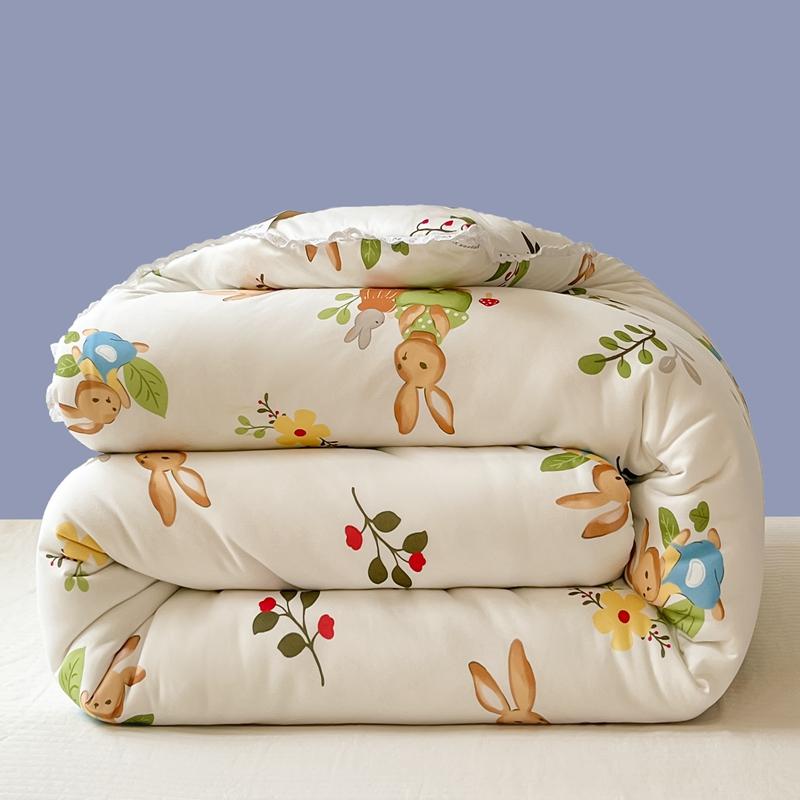 All-Season Cute Cartoon Print Comforter Adults Children Thick Warm Winter Quilts Single Double Size Soy Fiber Soft Quilt for Bed