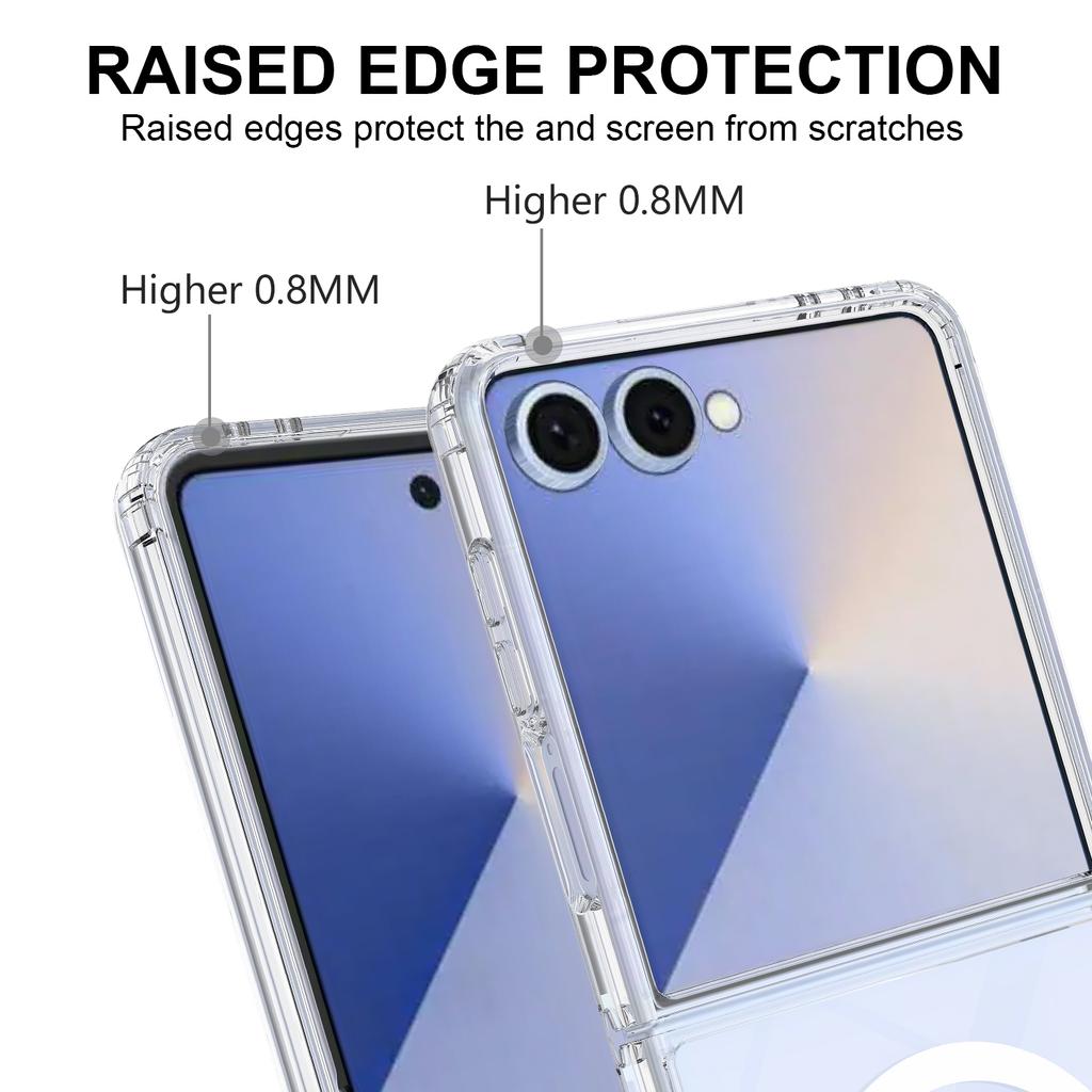 For Samsung Galaxy Z Flip7 5G Clear Phone Magnetic Case TPU+Acrylic Back Cover