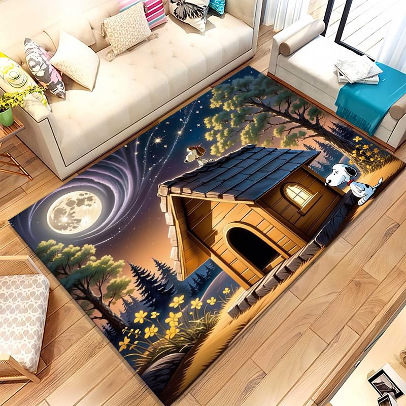 

Cute Snoopy Dog Cartoon Living Room Non-Slip Area Rug Soft Carpet for Bedroom Kids Playroom Sofa,Home Decor Doormat Gift 40x60cm