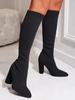 Women Knee High Boots Mesh Knitting High Heels Platform Plus Size 42 Comfortable Long Shoes