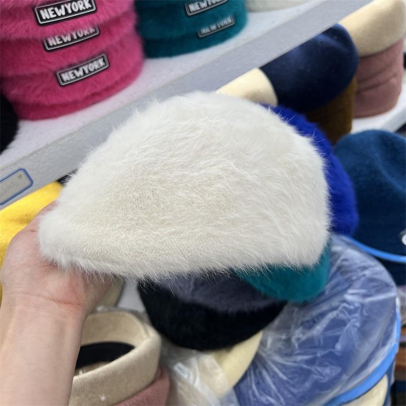 Fashion book rabbit fur forward hat women winter versatile retro reverse cap