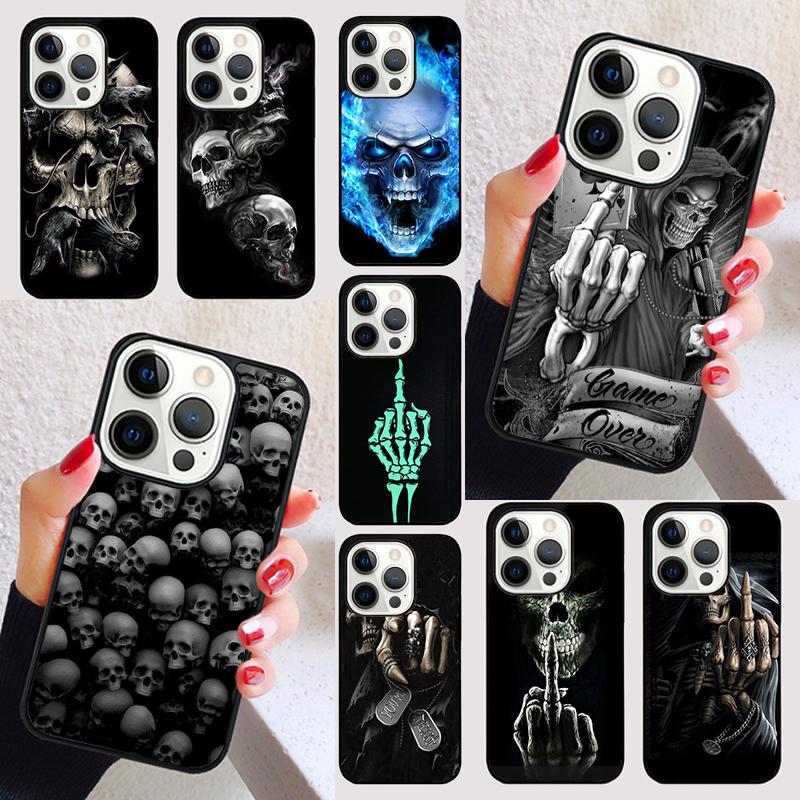 Custodia per Telefono Dito Medio Scheletrico per iPhone 16 15 SE2020 6 7 8 Plus per Apple 13 11 12 14 Mini Pro Max Cover coque Shell