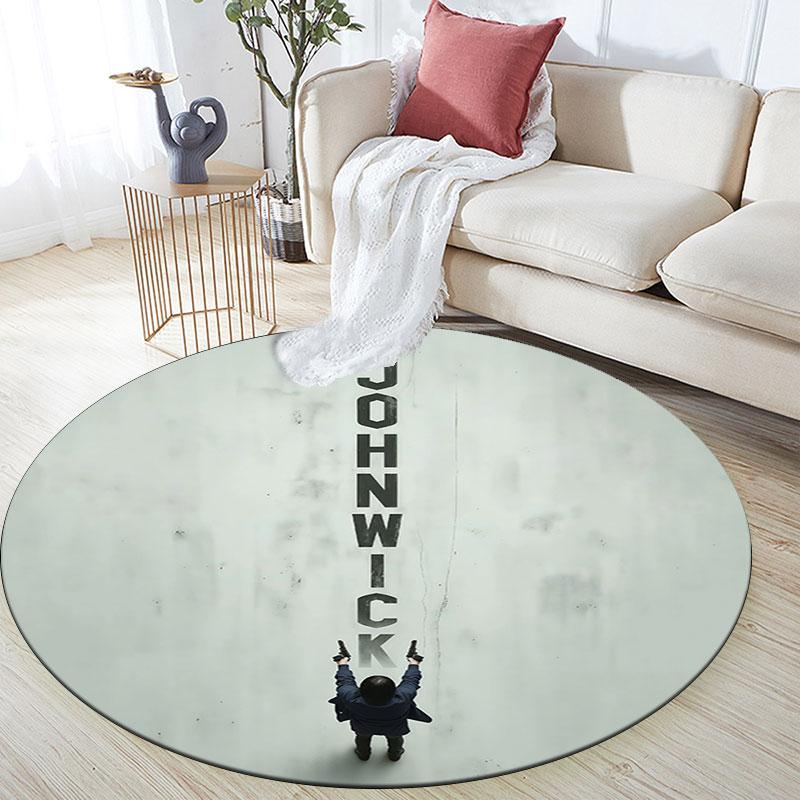 John Wick Pattern Round rug,Carpet Rug for Living Room Bedroom Playroom ,Non-slip Floor Mat,Holiday Gifts and Birthday Gifts.