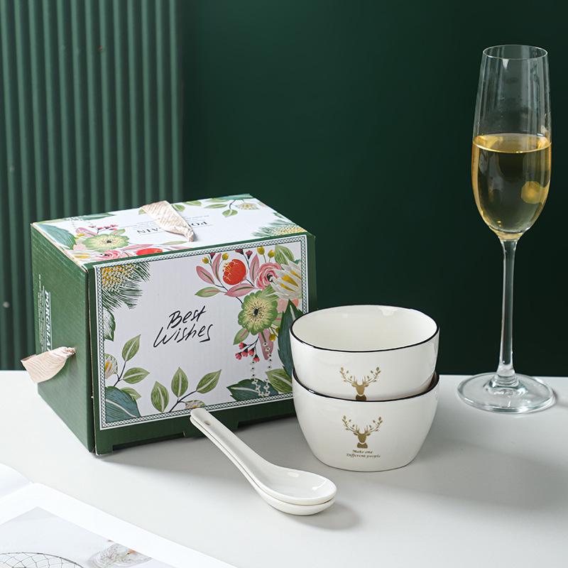 Company Launch Event Ceramic Bowl & Spoon Set - Souvenir Gift Box