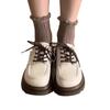 Fashion White Preppy Style Women's Flats Lace-up Thick Sole Round Head Japanese System Shoes Comfortable Rubber Upper Summer Shoes