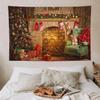 Christmas Fireplace Tapestry Wall Hanging Christmas Tapestry Backdrop with Xmas Balls Art Wall Decor Christmas New Year Party