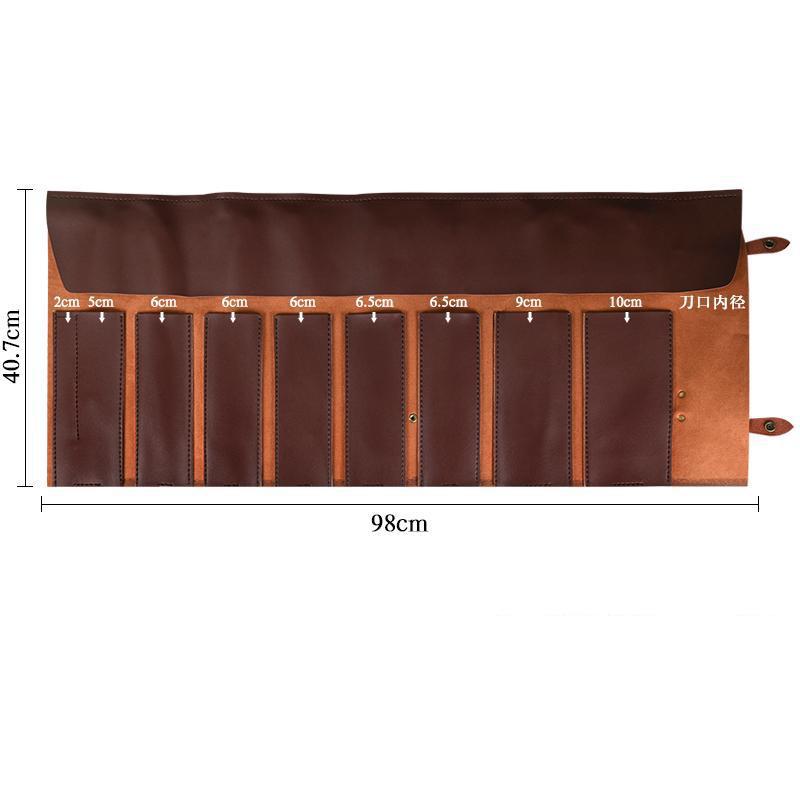 Bolsa Enrollable Duradera para Cuchillos de 8 9 11 Ranuras Piel PU Chef Santoku Cuchillo de Carnicero Estuche de Transporte Japonés Bolsillo de Almacenamiento para Cuchillos de Viaje Profesional