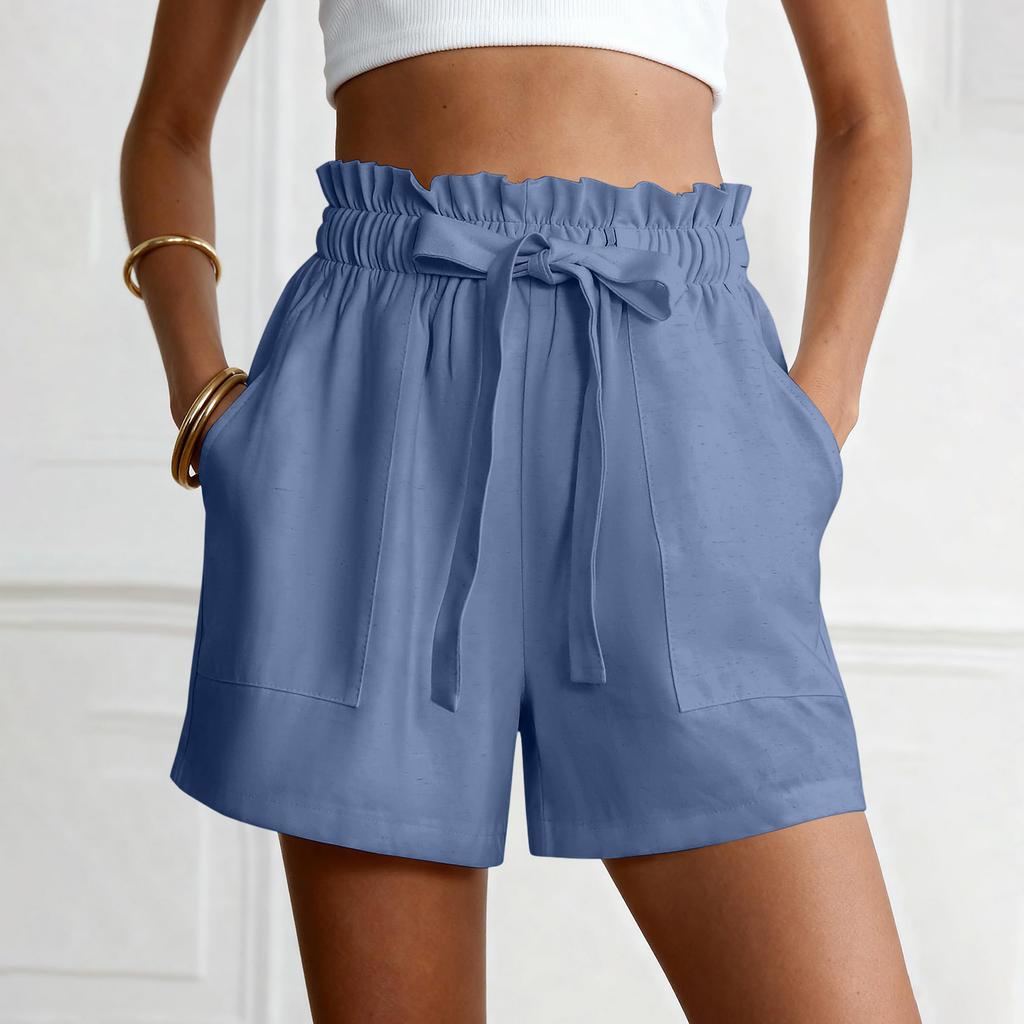 Zomerbroekjes Voor Dames Casual Ruches Trekkoord Hoge Taille Wijde Pijpen Broekjes