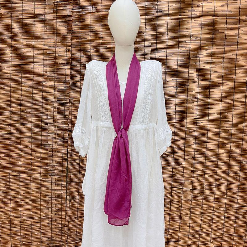 Thin Hollow Solid Color Soft Cotton Scarf Korean Version Thin Narrow Extended Small Silk Scarf Summer Neck Protection