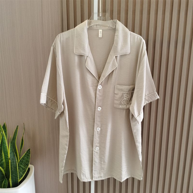 Men's Homewear Tencel Cotton Couple Pajamas Women's Summer New Arrival Short Sleeve Pants Casual Minimalist Suitable for Daily Wear Suit
