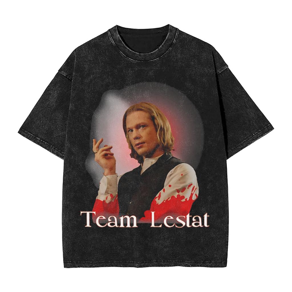 Camiseta para Hombre y Mujer La Entrevista con el Vampiro Lestat Camisetas Lavadas Tendencia Camiseta de Verano Streetwear Ropa Casual Holgada Dropshipping