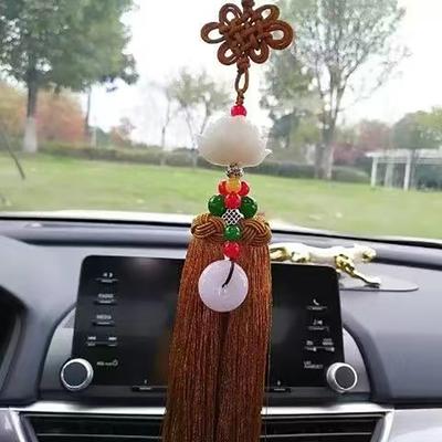 Lotus Chinese Knot Car Ornament Auto Rearview Mirror Lotus Pendant Chinese Knot Hanging Rope Decoration Car Interior Accessories