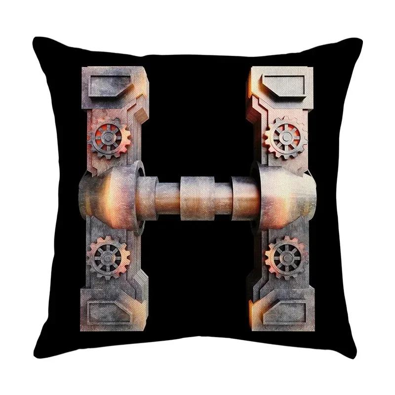 Luxury Home Decor Pillow Cover Car Living Room Sofa Cushion Cover Mechanical Style Letter Pattern Cushion Cover