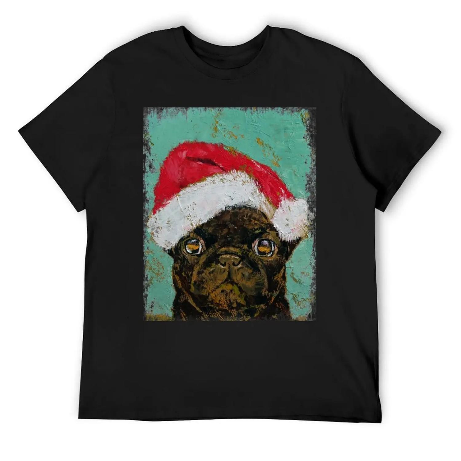 

Santa Pug T-Shirt cotton graphic tees graphics essential t shirt clothing for men XXXXXL чорний