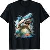 Watercolor Great White Shark Open Jaw Wildlife Ocean Animal T-Shirt