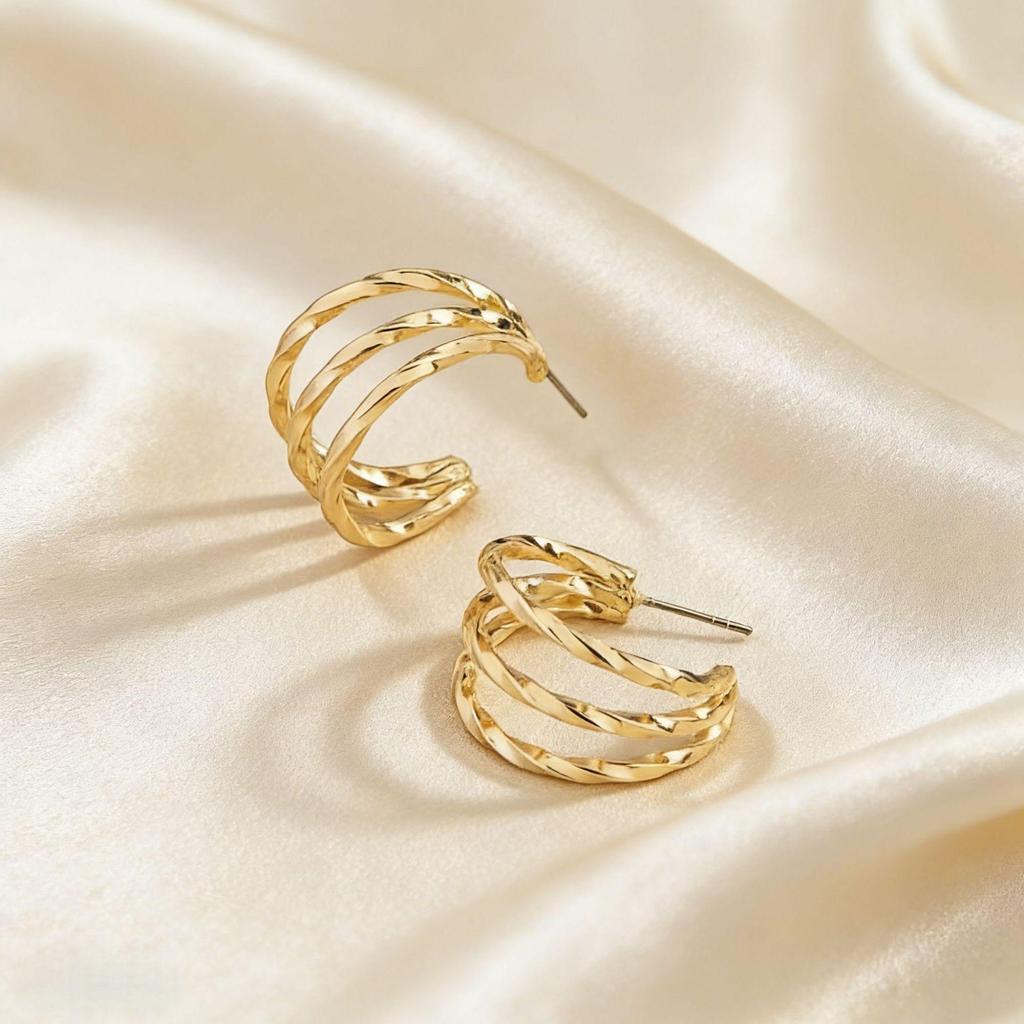 Retro Multi-layer Woven Texture Titanium Steel Hoop Earrings for Women - Trendy European & American Style Jewelry