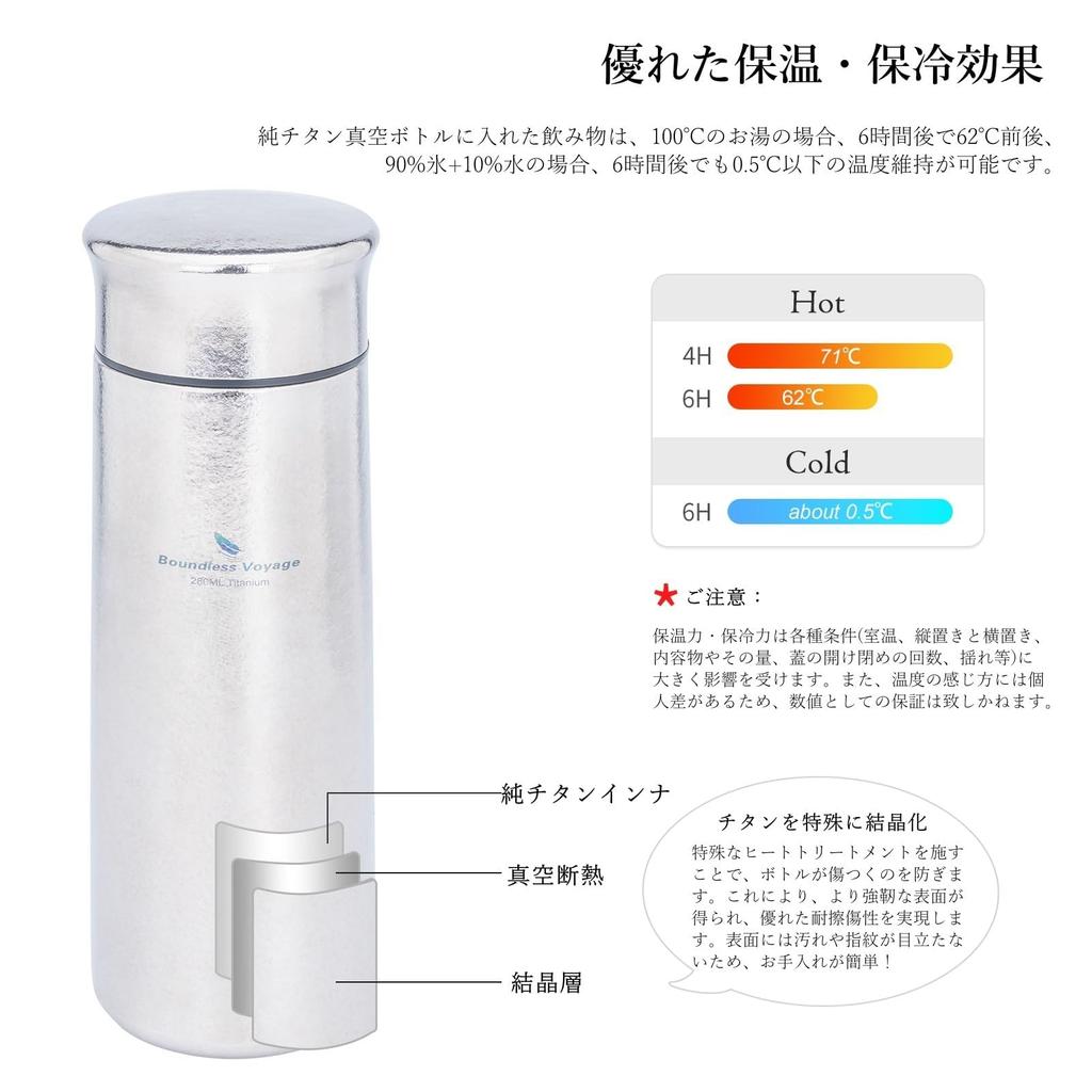 Boundless Voyage Titanium Water Vacuum Keeps Drinks Hot or Includes Tea Durable and Lightweight Titanium Compact and Portable for Everyday Outdoor and