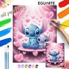Lilo and Stitch Love Hearts Digital Oil Painting Art Handmade Diy Home Decorations