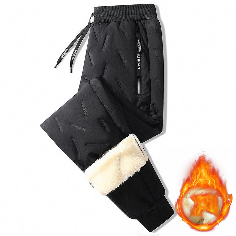 Autumn and Winter Lambswool Trousers Men's Padded Warm Casual Sports Trousers Loose Straight Hundred Yards Cotton Trousers Man