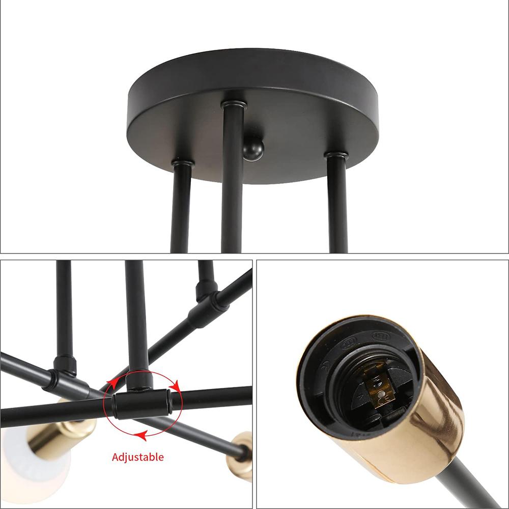 Moderne 6-flammige Sputnik Deckenleuchte, Verstellbare Deckenleuchten Wohnzimmer mit E27 Fassung, Leuchten für Schlafzimmer Wohnzimmer Küche