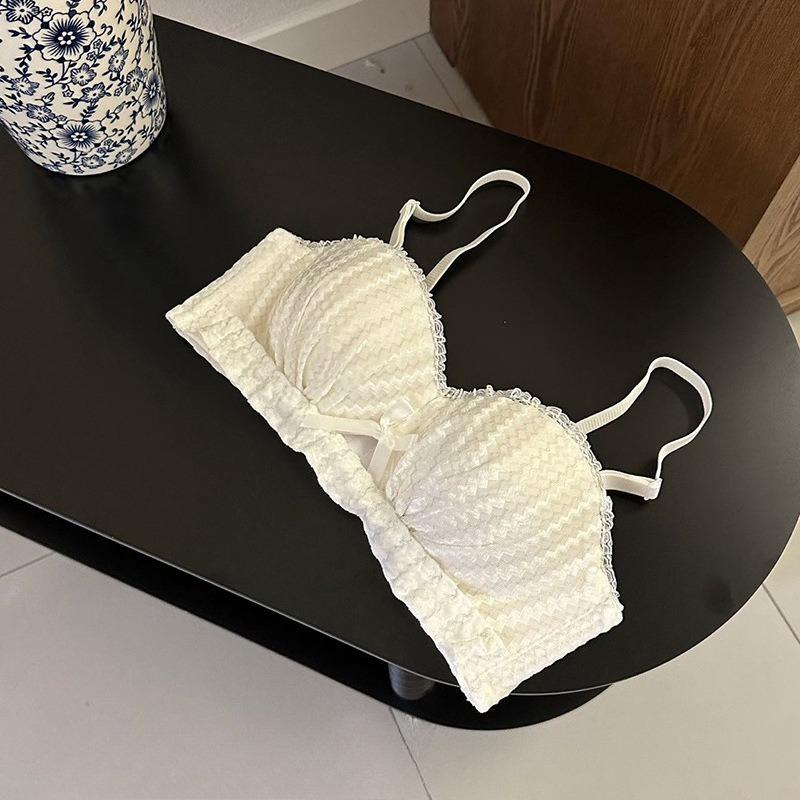 

Women s Lace Gather No Underwire To Collect Auxiliary Milk Thick Sexy Support Anti Sagging Underwear 32/70AB белый