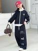 Girls' 2025 Trendy Autumn Two-piece Set: Stand-up Collar Jacket & Wide-leg Pants