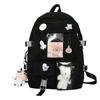Junior high school schoolbag backpack girl cute bear doll backpack large capacity sweet student schoolbag