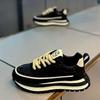 Spring and Autumn New Thick-soled Leather-faced Breathable Dad Shoes Lace-up Light Luxury Sports and Leisure Shoes Xlz