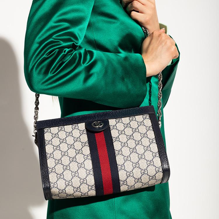 GUCCI Canvas With Leather Envelope Bag, Clutch, Crossbody Bag, Shoulder Bag Womens White Blue