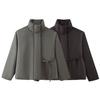 European and American Style, French Style, Women's Clothing, Two-tone Loose Stand-collar Long-sleeve Tie Cotton Jacket for Women 3833249