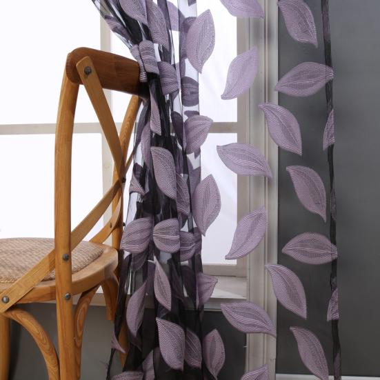 2ks Listový tyl Dveře Okno Závěsový panel Průsvitný šátek Ložnice drapérie