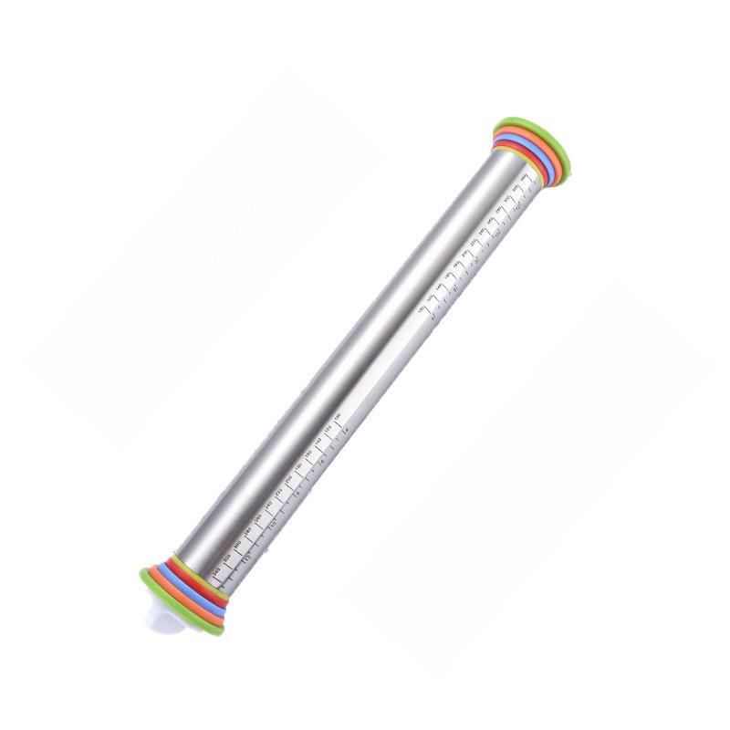 17-Inch Stainless Steel Adjustable Rolling Pin with Scale, Kneading and Dough Pads