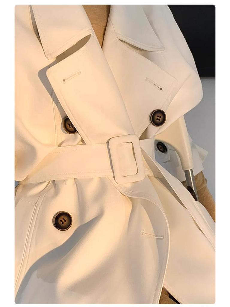 Rongtai Retro British Double-Breasted Tie-Waist Trench Coat for Women - 2025 Spring Collection