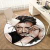 1pc Rock Star Johnny Hallyday Round Carpet Painted Printed Circular Carpet, Home Door Mat, Outdoor Travel Protection Carpet