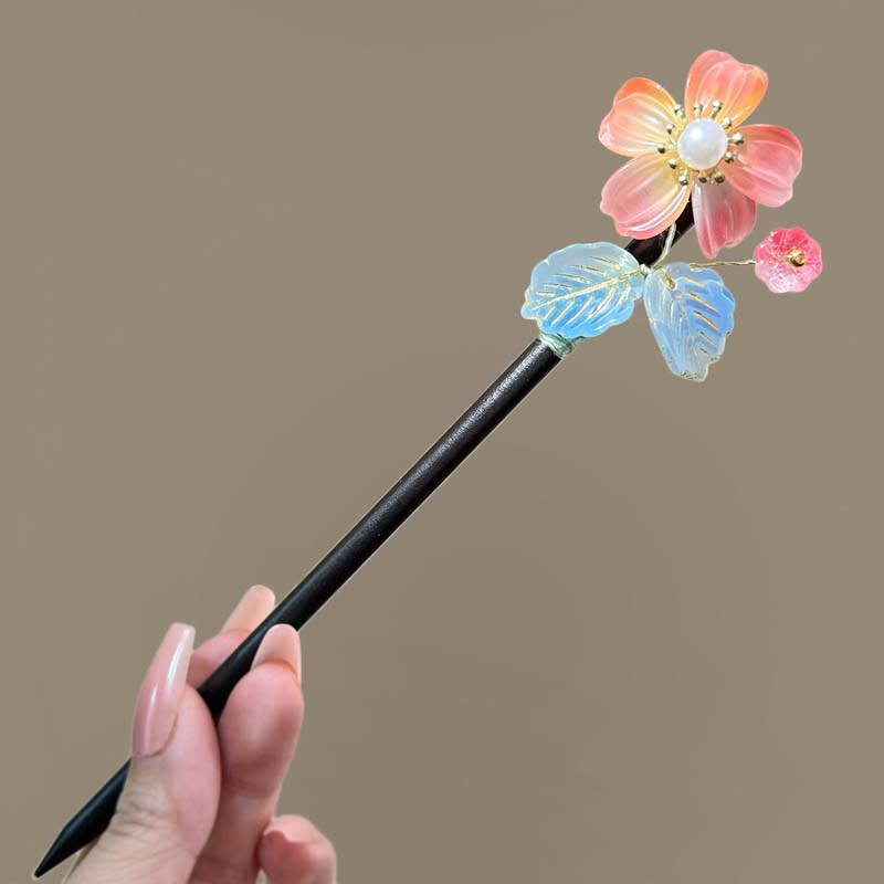 New Chinese Style Flower Wooden Hair Sticks For Women Classic Petal Leaf Chopsticks Buns Hair Pins Hair Ornaments