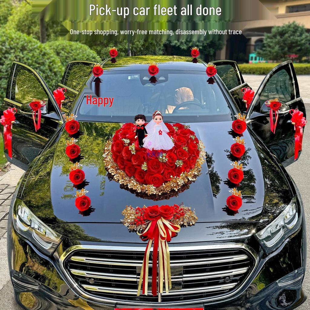 2024 Complete Wedding Car Decoration Set with Suction Cup Attachment
