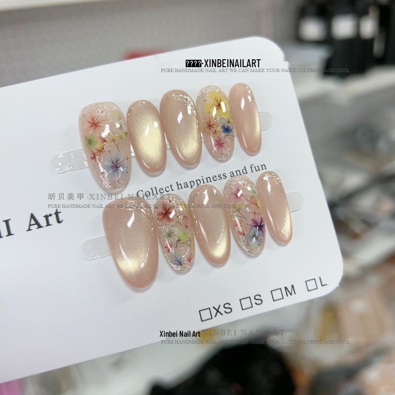 

Сад Моне Роскошное Отбеливание Сухоцветы Стеклянные Бусины Кошачий Глаз Ручная Работа Накладные Ногти