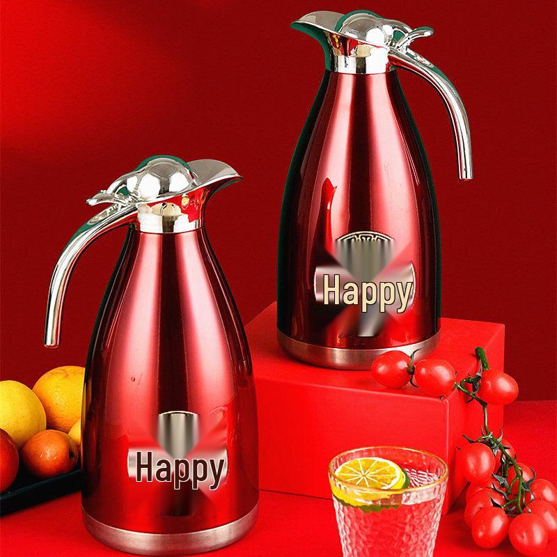 Stainless Steel Red Thermos Gift Set: Wedding Pair Hot Water Bottles