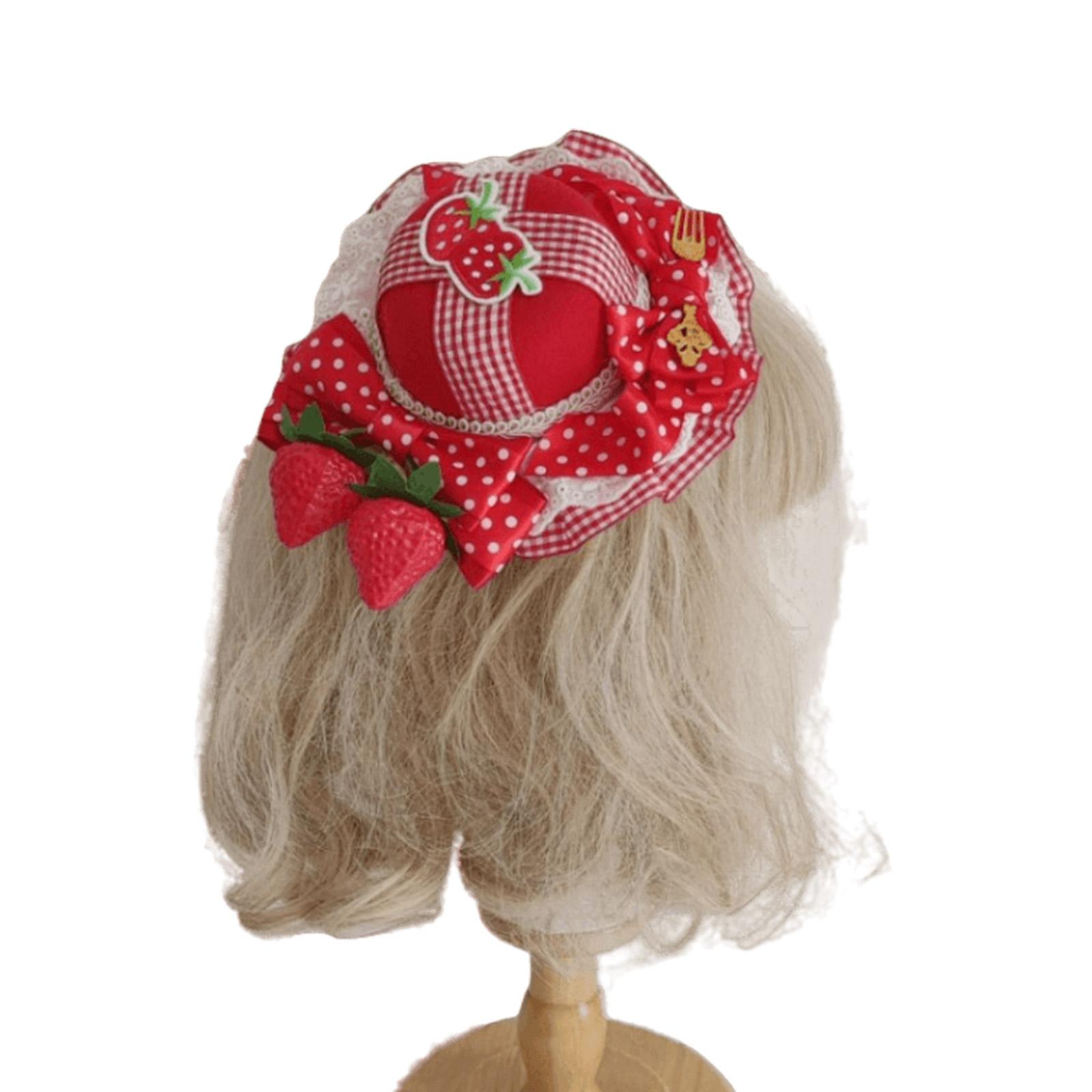 

Stylish Flat Hat Versatile Strawberry Hairpin Perfectly Complements Parties Cosplay and Alternative Fashion Enthusiasts A