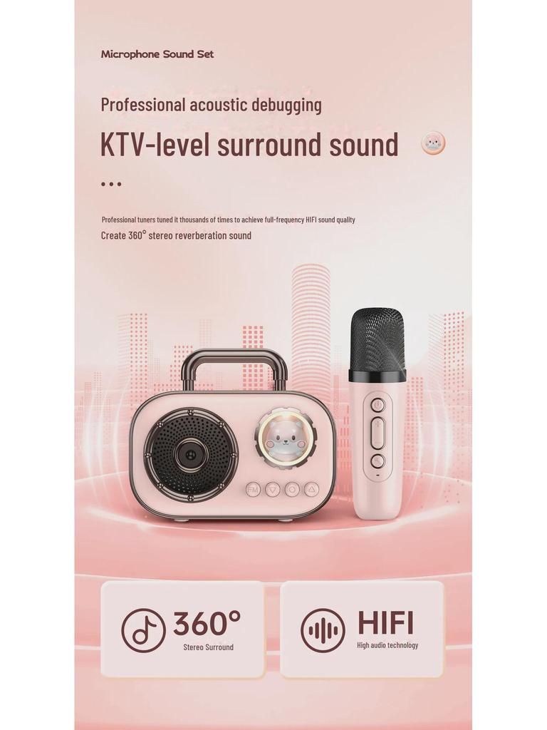Portable Bluetooth Karaoke Speaker with Dual Microphones for Indoor and Outdoor Use