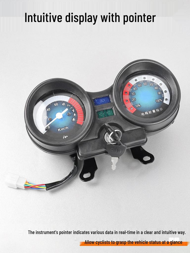 Universal Electric Tricycle Dashboard: 48V-72V Battery Gauge & Speedometer Instrument Assembly