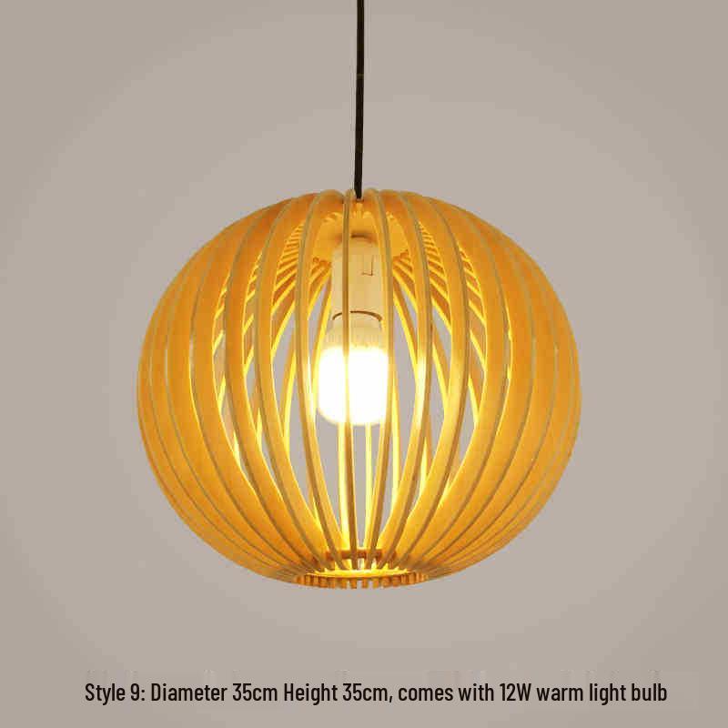 Zen Japanese Wood Pendant Light for Tea Rooms, Restaurants, Bedrooms, and Living Rooms