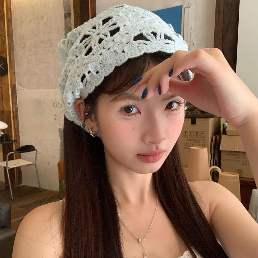 Triangle Crochet Headband Handmade Flower Headscarf Knitted Headscarf Hat Beach Photography