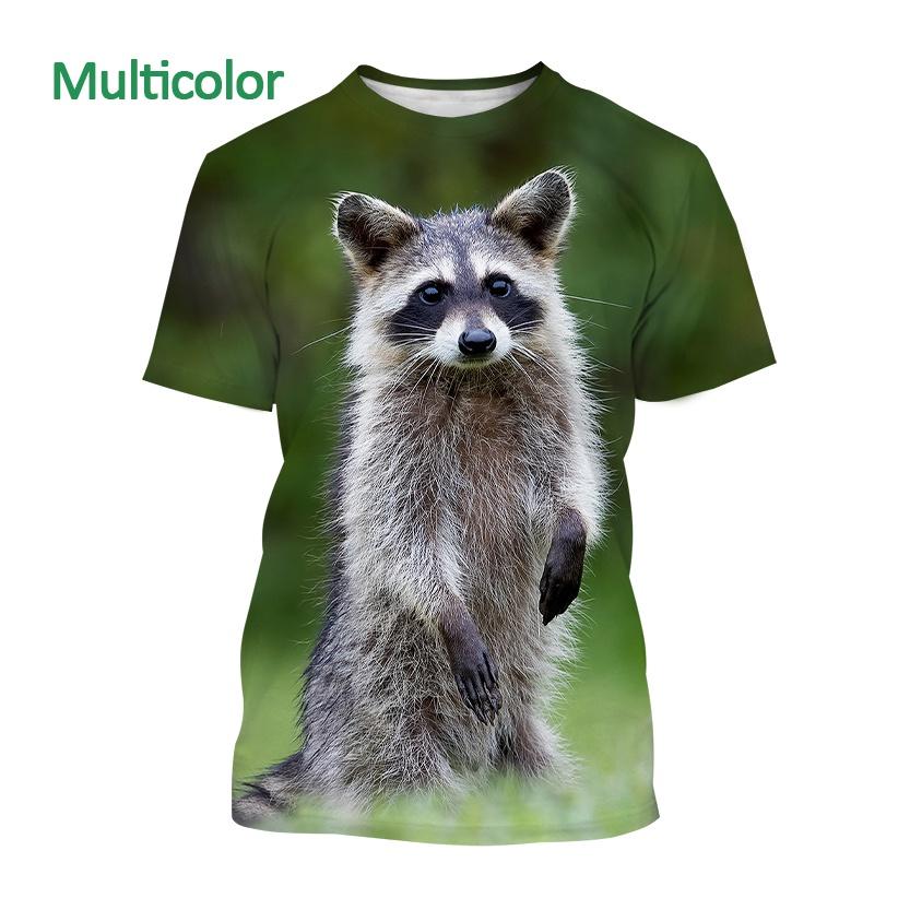 Newest Raccoon 3D T-shirt Fashion Funny Animal Printing Casual T-shirt Unisex Round Neck Hip-hop Harajuku T-shirt