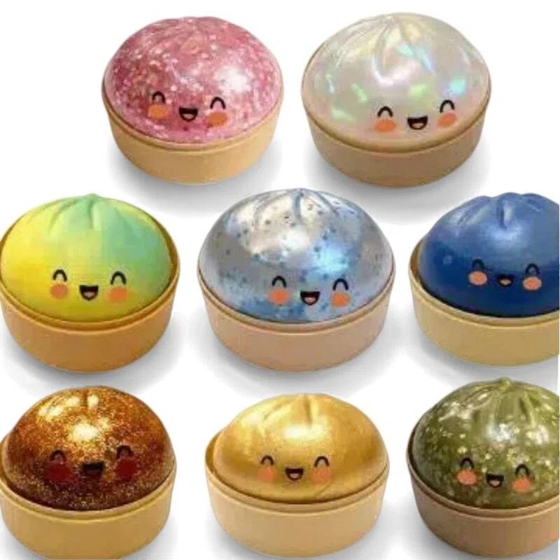 

8pcs Steamed Dumpling Bun Pressure Ball Soft Pinch Decompression Ball Stress Relief Squishy Toy 8pcs pack