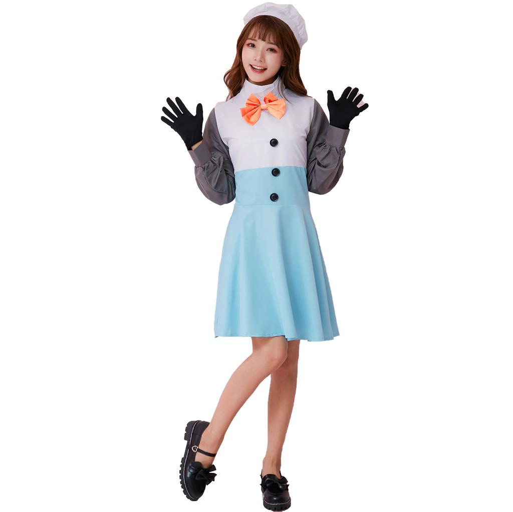 - Frozen Snow Treasure, Halloween costume cospay winter love song anime snowman maid costume