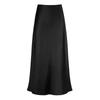 Solid Color Slim Satin Long Skirt Pure Color Casual Glossy Fishtail Dress Women
